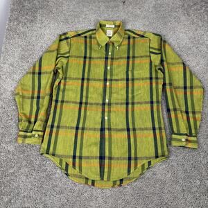 Vintage Donegal Traditional Shirt Mens Medium Green Plaid Button Down Collar 70s